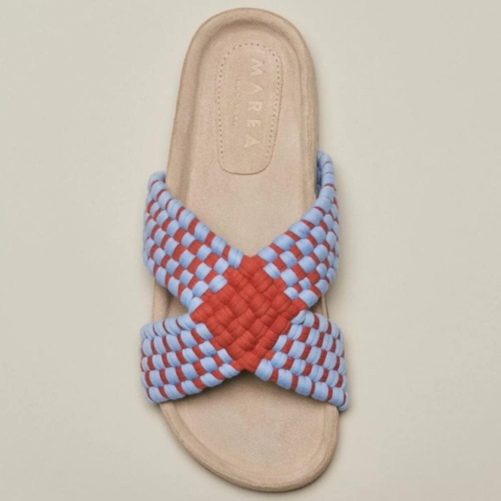 Marea New York Cruzado Sandal in Baby blue/ Ochre - size 41